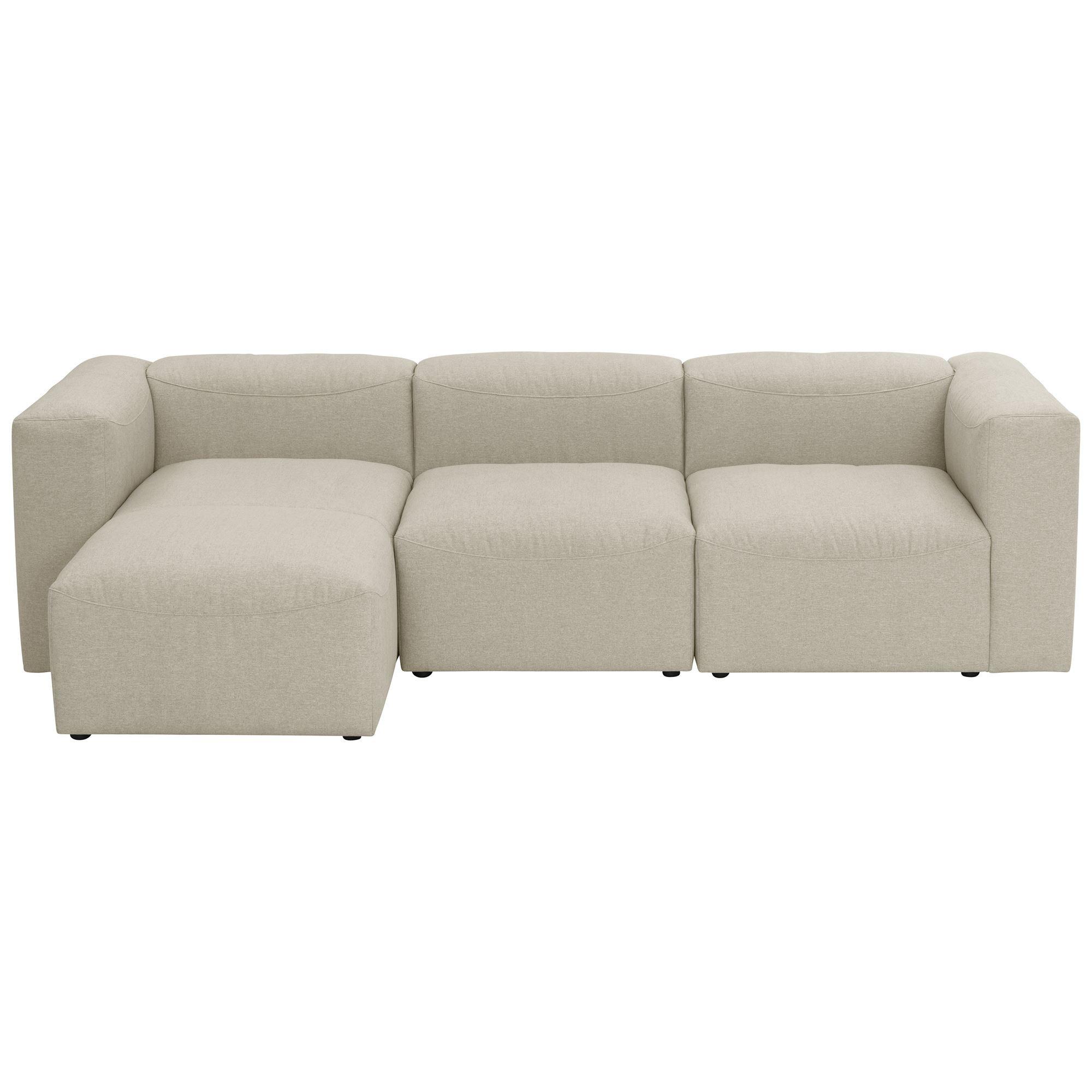 ECKSOFA 3-Sitzer mit Ottomane Kattrina Flachgewebe creme - Creme, Kunststoff (160/275cm) - 58aufmkessel