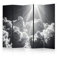 PARAVENT Beidseitig Bedruckter 5-tlg 225x172 cm Schwarz-Weisser Himmel - Schwarz, Holz/Textil (225/172/3cm) - Muralo