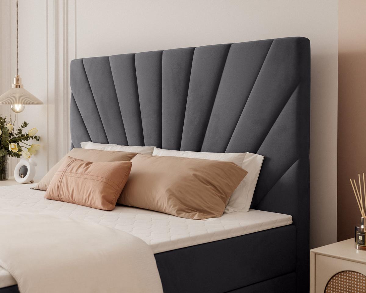 BOXBETT 160x200 cm mit Topper - Anthrazit, Holzwerkstoff/Textil (120/200cm) - Idohome