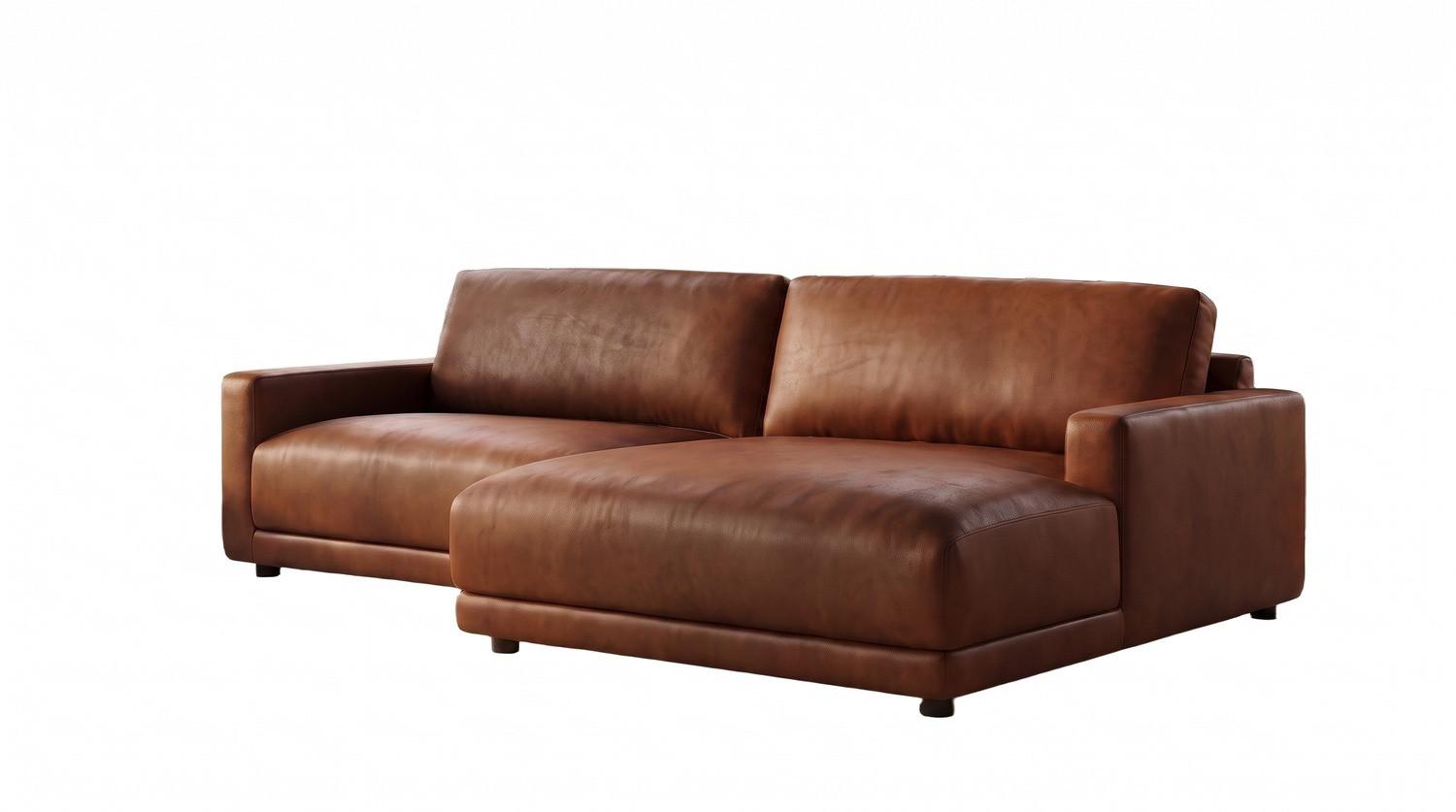 ECKSOFA MARLIN Braun Lederfaserstoff - Schwarz/Braun, Leder/Kunststoff (168/262cm) - KAWOLA