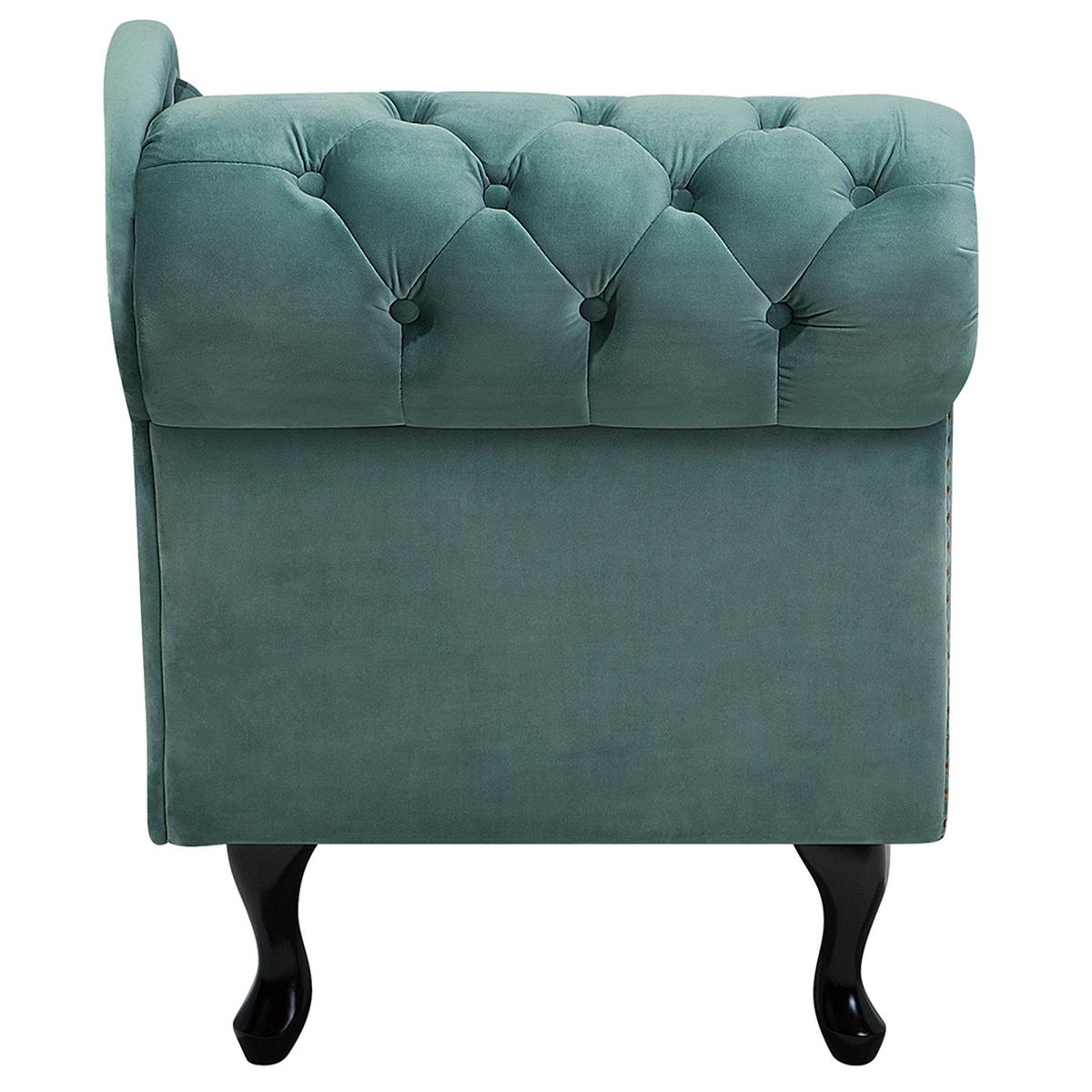 CHAISELONGUE Samtstoff mintgrün linksseitig Nimes - Schwarz/Mintgrün, Textil (170/79/61cm) - Beliani