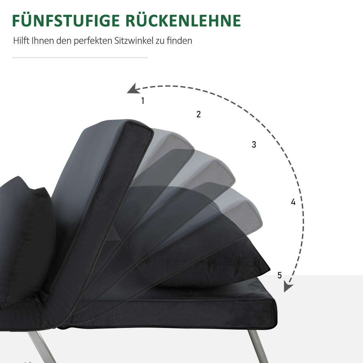 SCHLAFSESSEL 3-IN-1 mit Kissen schwarz - Schwarz, Kunststoff (69/80/65cm) - HOMCOM