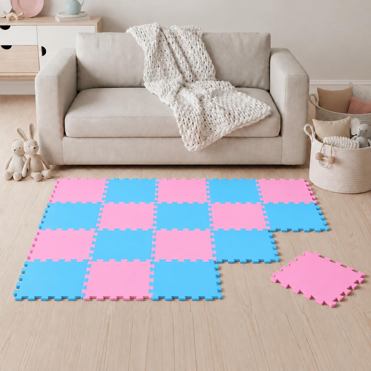 SPIELMATTE ab Null - 180/90/1 cm Puzzlematte Pink - Multicolor, Kunststoff (30/30cm) - Littletom