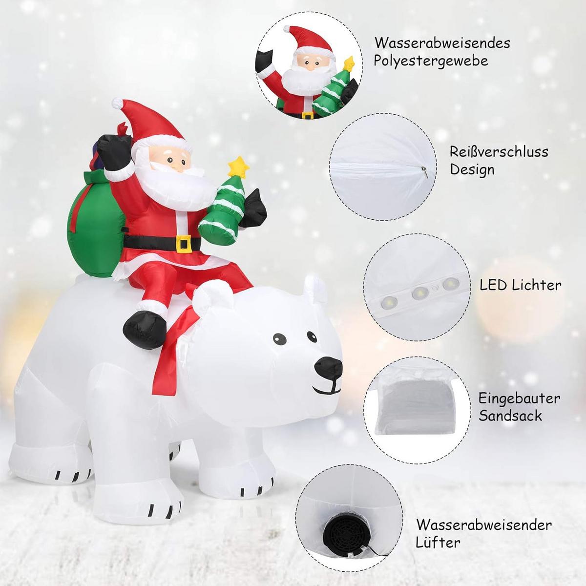 WEIHNACHTSMANN 210cm Weiß - Weiß, Textil (200/175/88cm) - COSTWAY