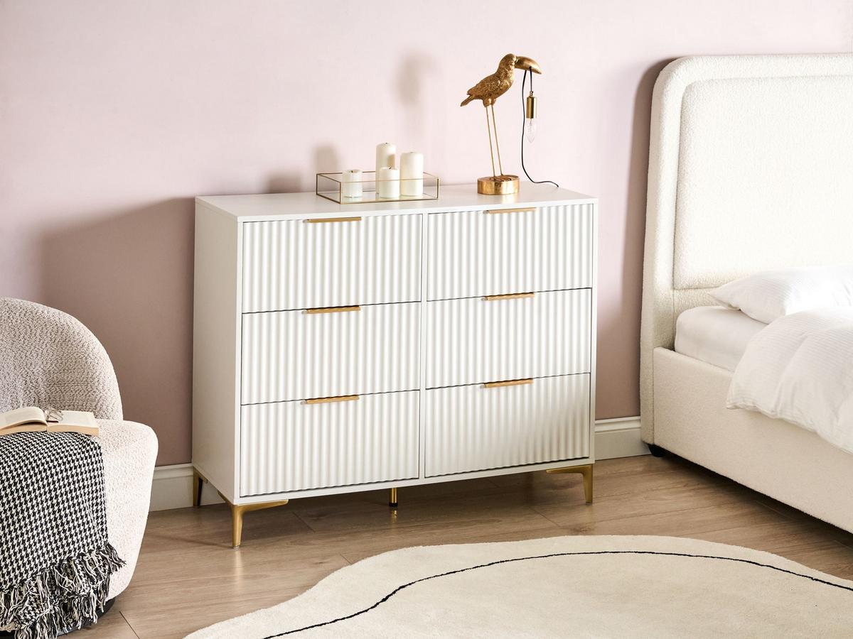 KOMMODE mit 6 Schubladen Weiß Walcott - Weiß, Holzwerkstoff (108/89/40cm) - Beliani
