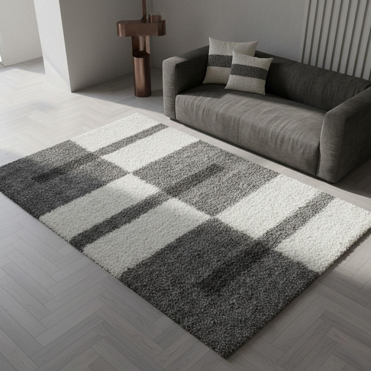 HOCHFLORTEPPICH WERFEN, kariert, Hellgrau, 80 x 150 cm - Grau, Textil (150/80cm) - KADIMA DESIGN