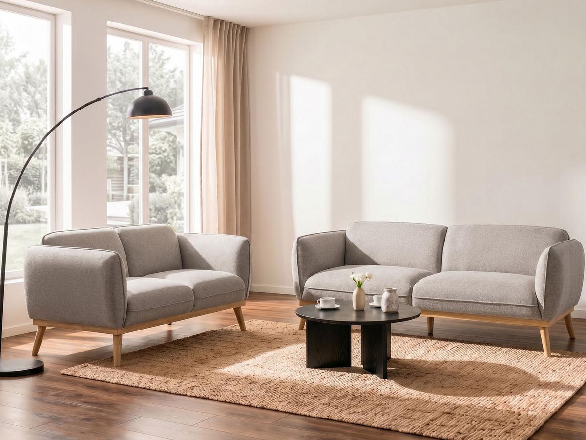 SOFA-SET 5-Sitzer Stoff Hellbraun Ljung - Hellbraun/Braun, Textil (210/82/82cm) - Beliani