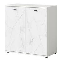 KOMMODE weiß Marmor 86 x 88 cm, Sideboard mit Soft-Close - Schwarz/Weiß, Holzwerkstoff/Kunststoff (86/87/40cm) - Inn.Furn