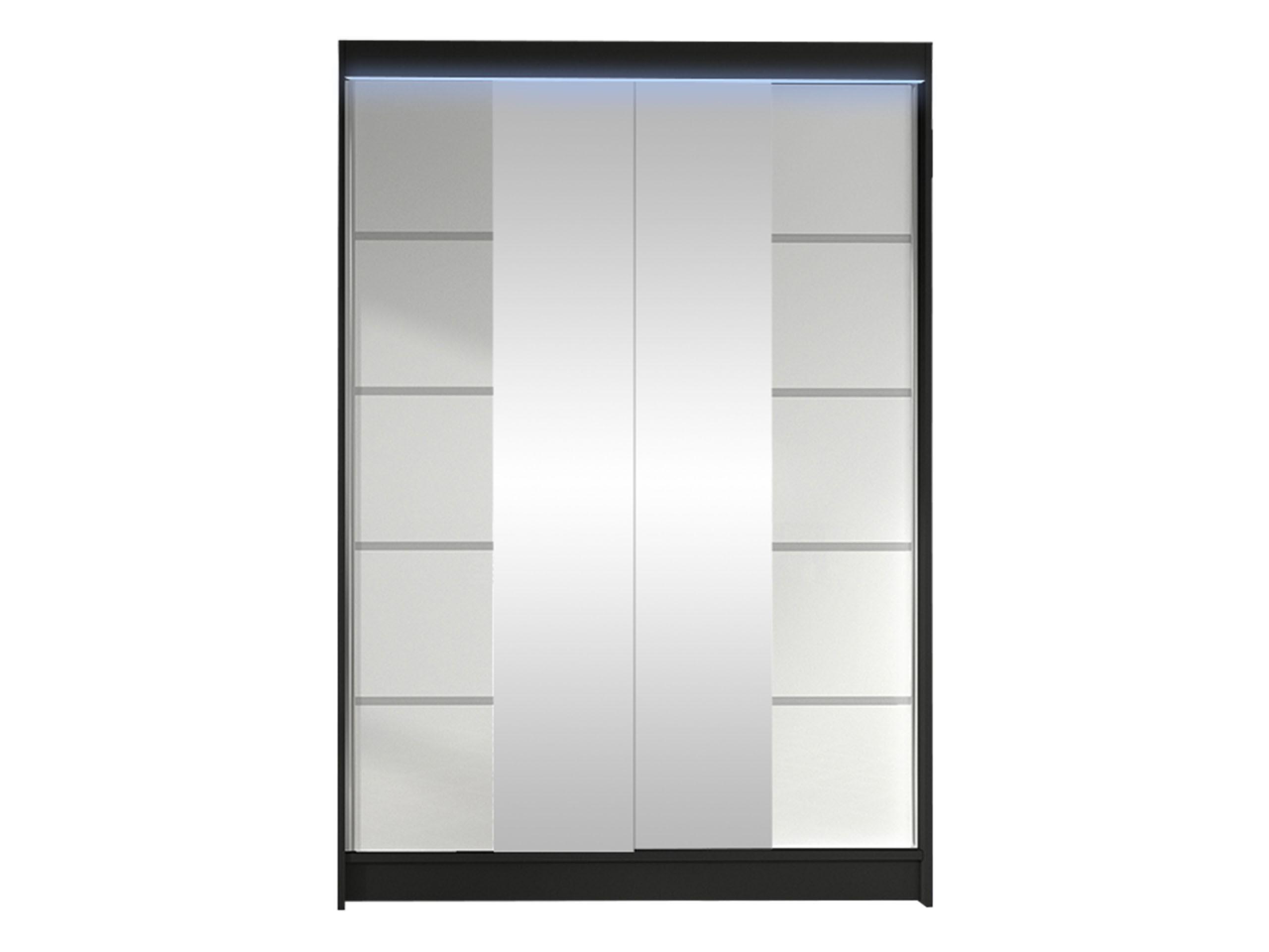 SCHWEBETÜRENSCHRANK Lino V mit RGB LED Beleuchtung - Schwarz/Weiß, Holzwerkstoff/Metall (120/200/58cm) - MIRJAN24