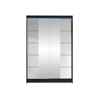 SCHWEBETÜRENSCHRANK Lino V mit RGB LED Beleuchtung - Schwarz/Weiß, Holzwerkstoff/Metall (120/200/58cm) - MIRJAN24