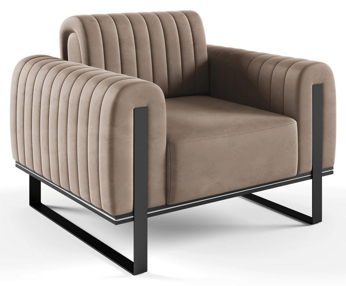 SESSEL Parissa 106 cm - Beige/Schwarz, Holz/Metall (106/79/92cm) - Selsey