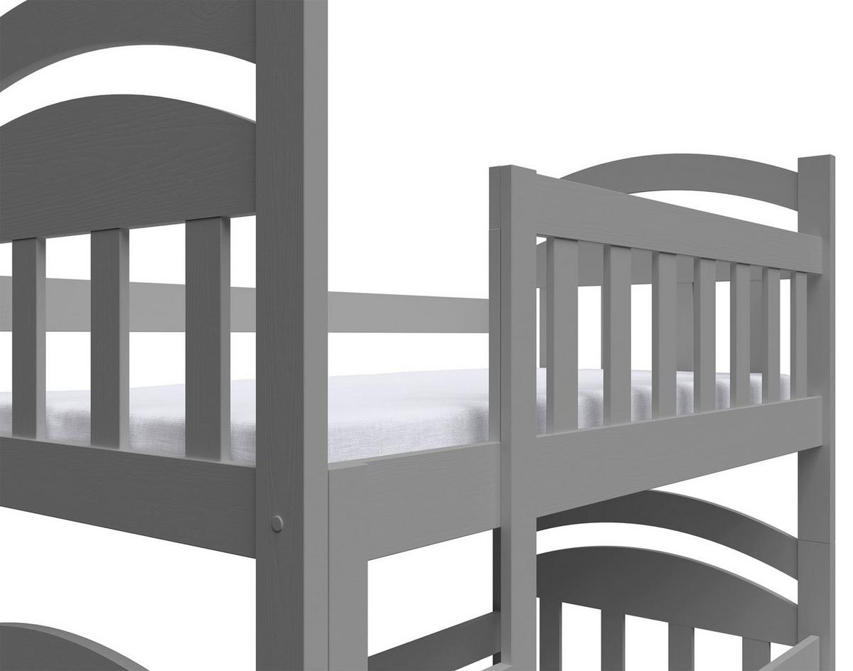 ETAGENBETT FÜR 3 PERSONEN MIT MATRATZEN Dopio 75x180 cm - Grau, Holz (75/180cm) - Selsey
