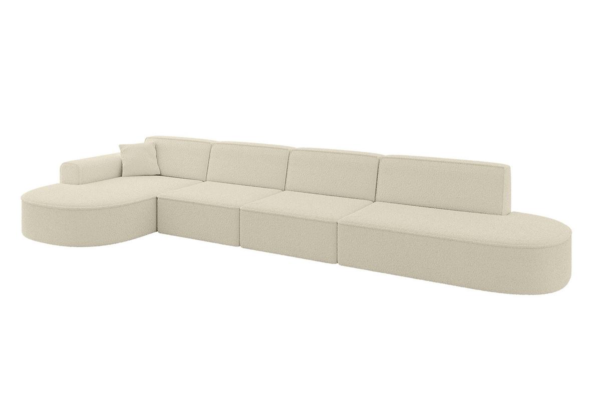ECKSOFA Ottomane Links MARI-L3 - 413x171x79 cm Beige Bouclé - Beige/Schwarz, Holzwerkstoff/Kunststoff (165/406cm) - ALTDECOR
