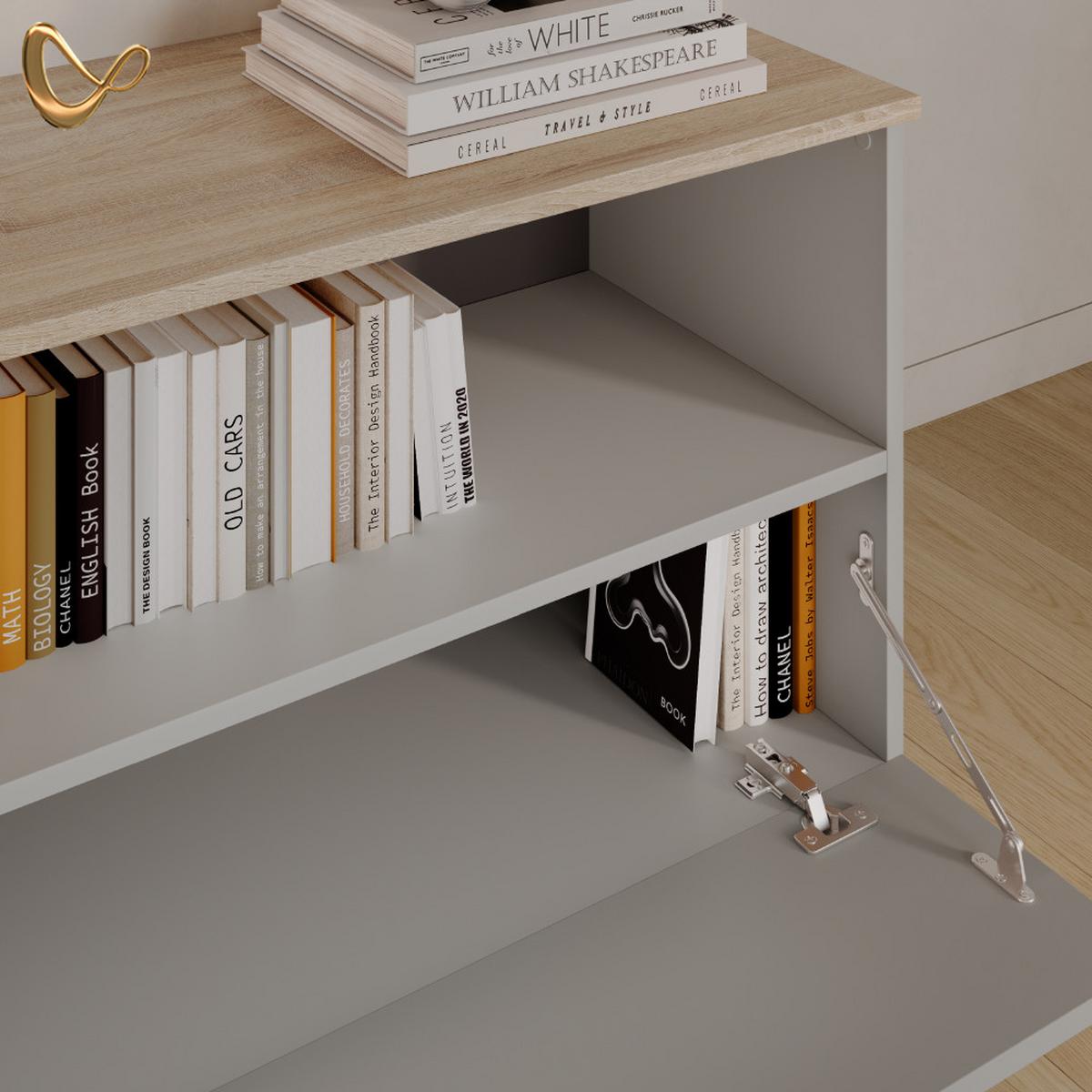 KOMMODE Piave Greige mit 1 geschlossenem Fach - Greige, Holzwerkstoff (80/50/40cm) - Livinity®