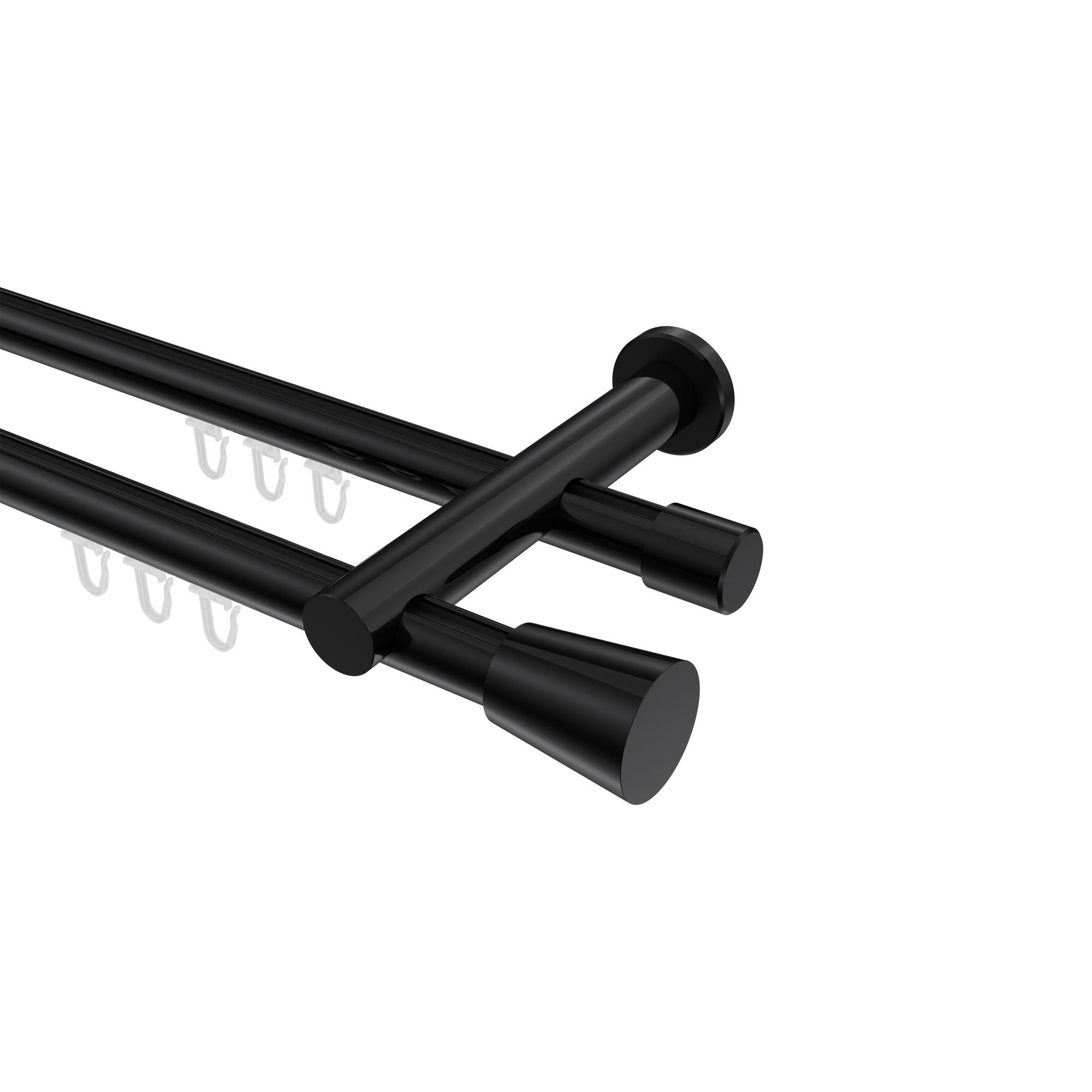GARDINENSTANGE INNENLAUF Platon Sitra 540 cm (geteilt in 3 x 180 cm), 2-läufig, 20 mm Ø Schwarz - Schwarz, Metall (540cm) - INTERDECO