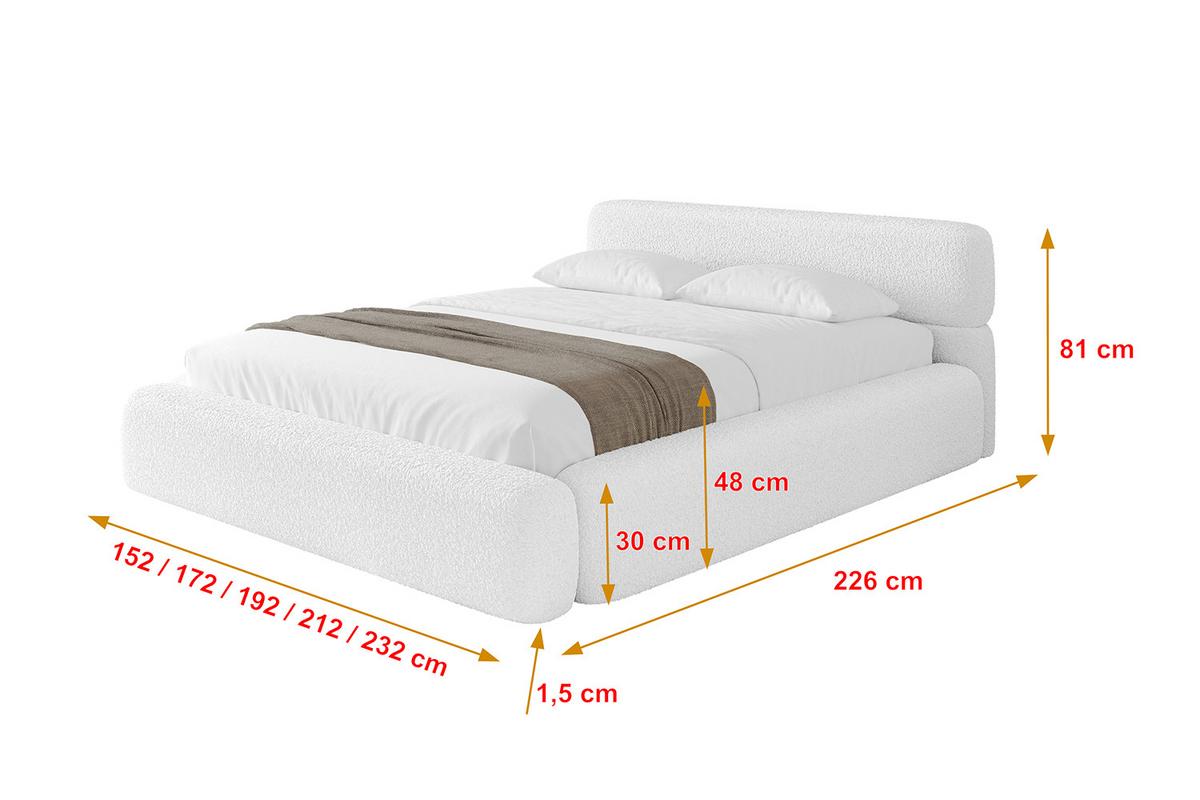 POLSTERBETT mit Bettkasten und Lattenrost, Bett mit Matratze H3/H4 - ENORA-V1 180x200 Weiß - Weiß, Holzwerkstoff/Textil (180/200cm) - ALTDECOR