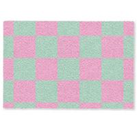 FUSSMATTE Schachbrettmuster - Grün - Rosa - Würfel Fußabtreter 90x60 cm - Mintgrün, Kunststoff (90/0.4cm) - MuchoWow