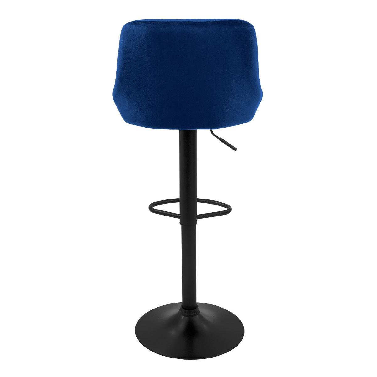 BARHOCKER 2er Set aus Samt Blau höhenverstellbar/drehbar - Blau/Schwarz, Metall (37/106/47cm) - ML-DESIGN