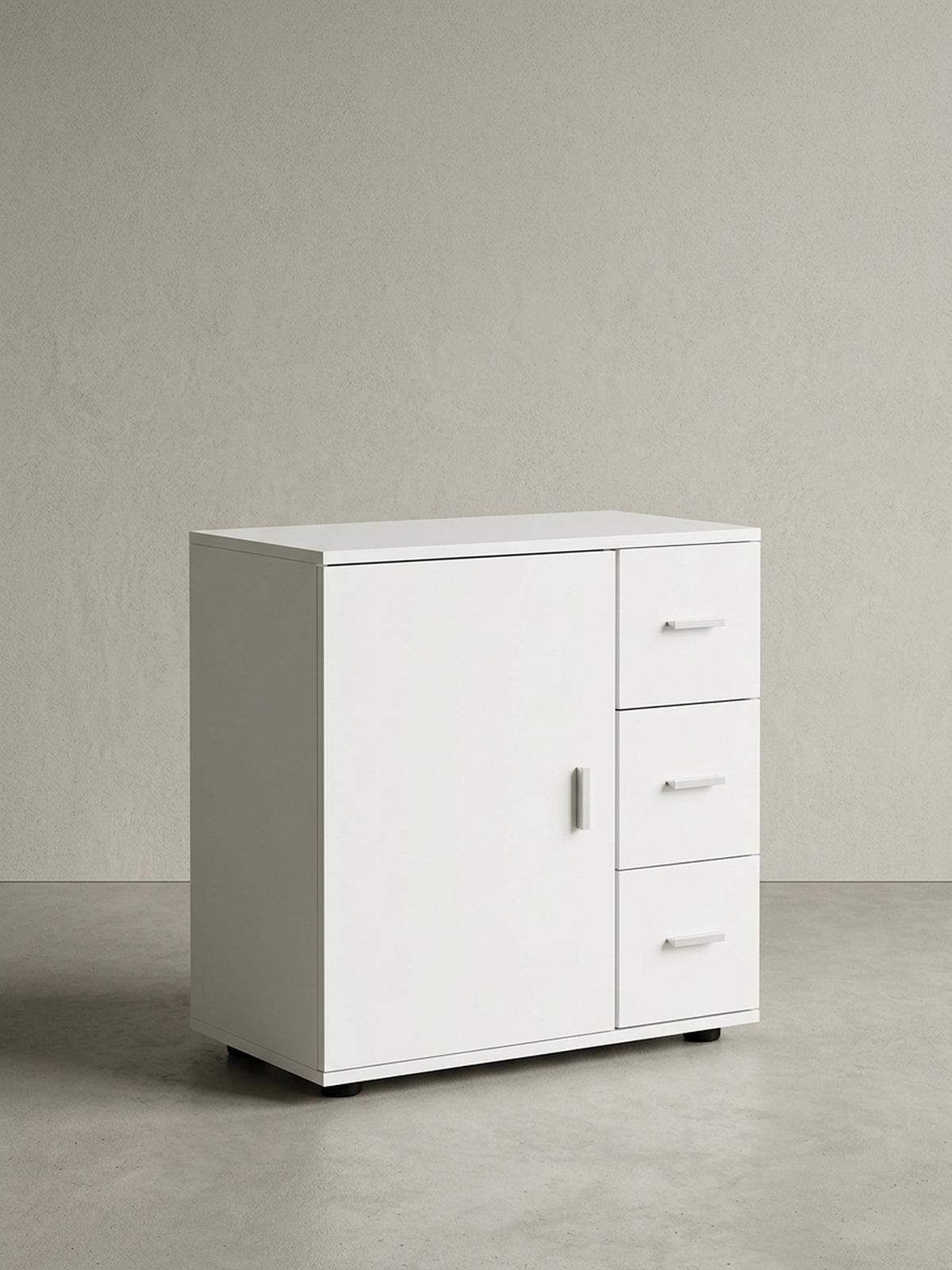 BADSCHRANK Weiß 60x65,5x33 cm mit großem Stauraum in matter Ausführung - Schwarz/Weiß, Holz (60/66/33cm) - KADIMA DESIGN