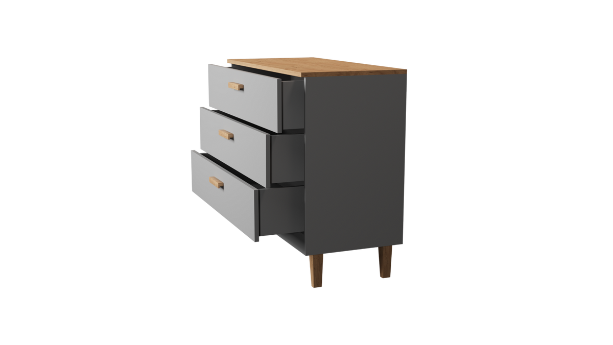 KOMMODE Denver - Grau, Holzwerkstoff (100/90/47cm) - RAUMHIRSCH FURNITURE