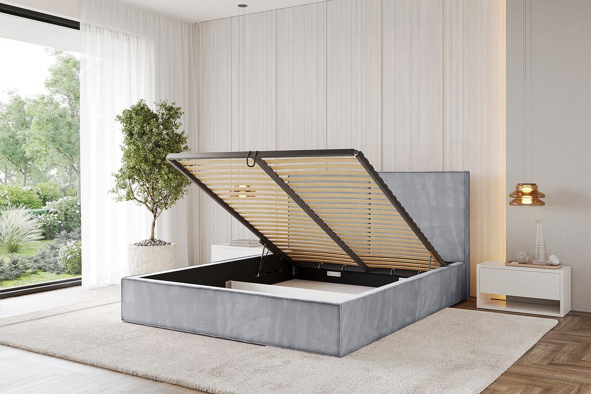 POLSTERBETT mit Bettkasten und Lattenrost, Boxbett ohne Matratze - EMMI 180x200 Hellgrau - Hellgrau, Holzwerkstoff/Textil (180/200cm) - ALTDECOR