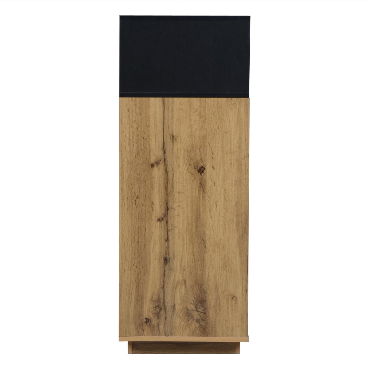 SCHUHESCHRANK mit 3 offene Fächer & 2 Klappfächer Natur+Schwarz - Naturfarben, Holzwerkstoff (120/84.5/32cm) - Urban Meuble