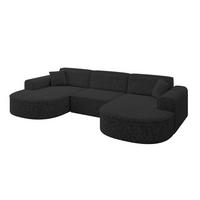 WOHNLANDSCHAFT MARI-U1 - 303x171x79 cm Schwarz Tissu - Schwarz, Holzwerkstoff/Kunststoff (303/79/171cm) - ALTDECOR