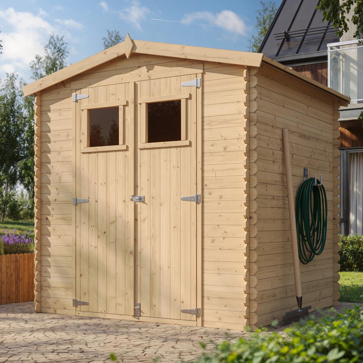 HOLZHAUS GARTENHAUS - B216xL206xH216 cm/ 3.53 m2 - M343 - Beige, Holz (200/218/206cm) - Timbela