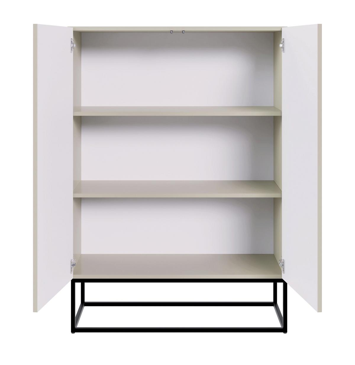 HIGHBOARD Veldio Graubeige mit schwarzen Beinen 90 cm - Taupe/Greige, Holzwerkstoff/Metall (125/90/38cm) - Selsey