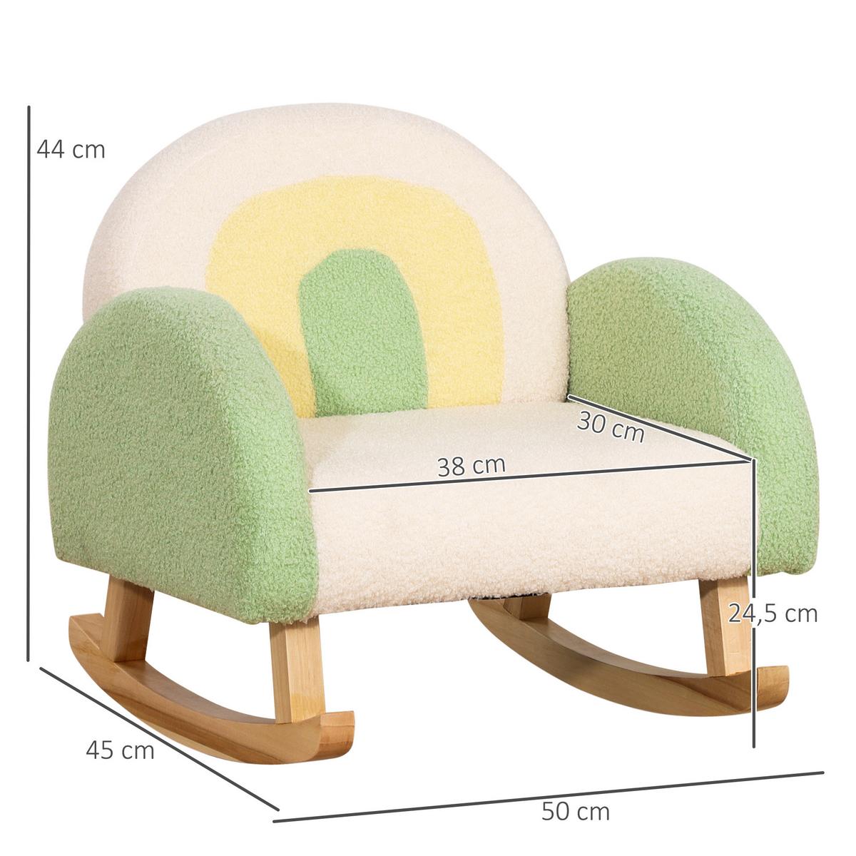 KINDERSOFA Schaukelstuhl für Kleinkinder Kindercouch Babysitz Eukalyptusholz - Grün, Holz (45/44/50cm) - HOMCOM