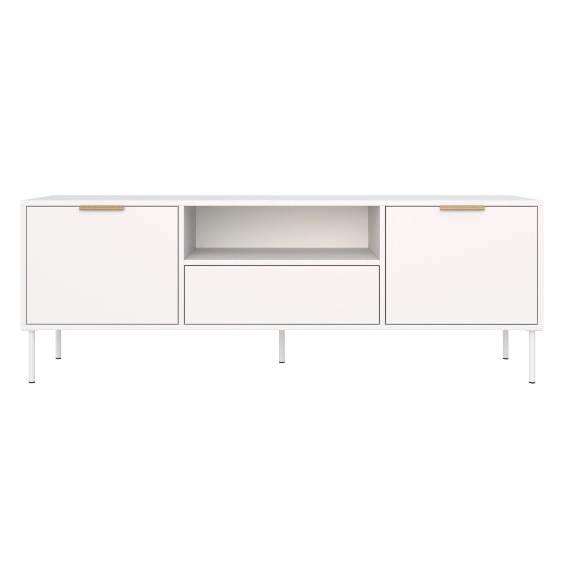 TV-LOWBOARD Vena 2-türig mit Schublade & Fach, Weiß, 160 cm - Goldfarben/Weiß, Holzwerkstoff/Kunststoff (160/57/40cm) - Selsey