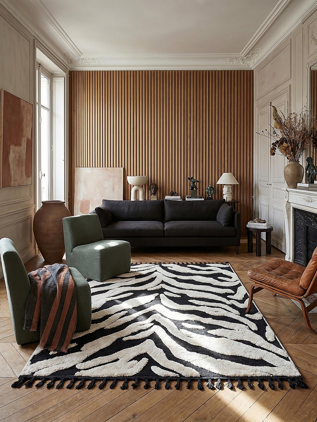 TEPPICH Hochflor mit Fransen MARA in Beige, mit Tier-Motiv, 200 x 300 cm - Beige, Textil (300/200cm) - KADIMA DESIGN