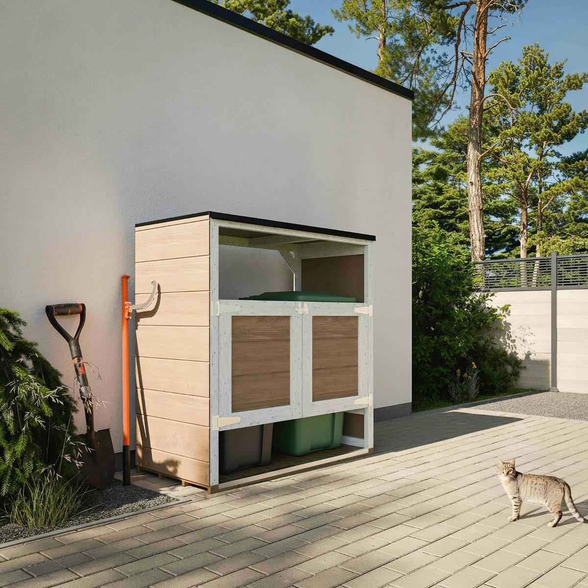 MÜLLTONNENBOX 2er 240L, M980A-CAVERN STEEL, aus wetterfestem LP Smartside Holz - Anthrazit, Holz (153/159/75cm) - Timbela