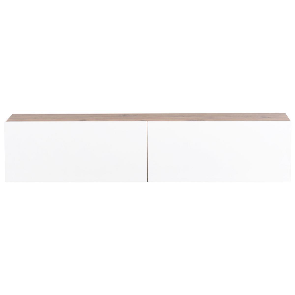WANDMONTIERTER-TV-SCHRANK Weiß/Braun Gladstone - Weiß/Braun, Holzwerkstoff (140/30/32cm) - Beliani