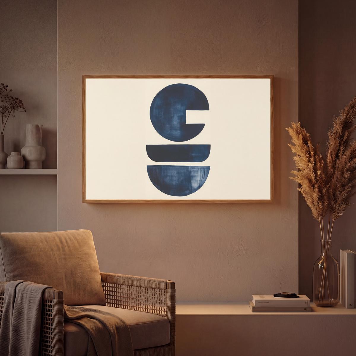 WANDLEUCHTE MIT AKKU Formen - Blau - Abstrakt 100x70 cm - Dunkelblau, Holzwerkstoff (100/70/8cm) - OnlyWow