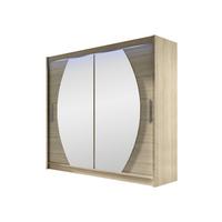 KLEIDERSCHRANK London IV, mit RGB LED Beleuchtung - Silberfarben/Sonoma Eiche, Holzwerkstoff/Kunststoff (180/215/58cm) - MIRJAN24