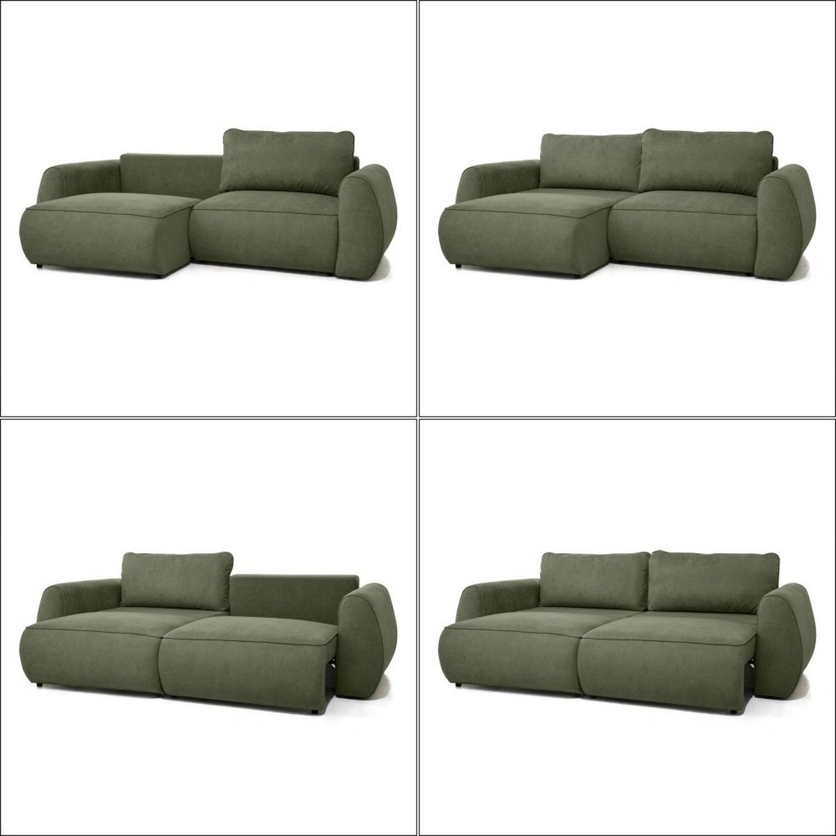 3-SITZER Schlafsofa Bravo mit Eckfunktion, mit zwei Bettkasten, Grün - Schwarz/Grün, Textil (257/96/110cm) - Beautysofa