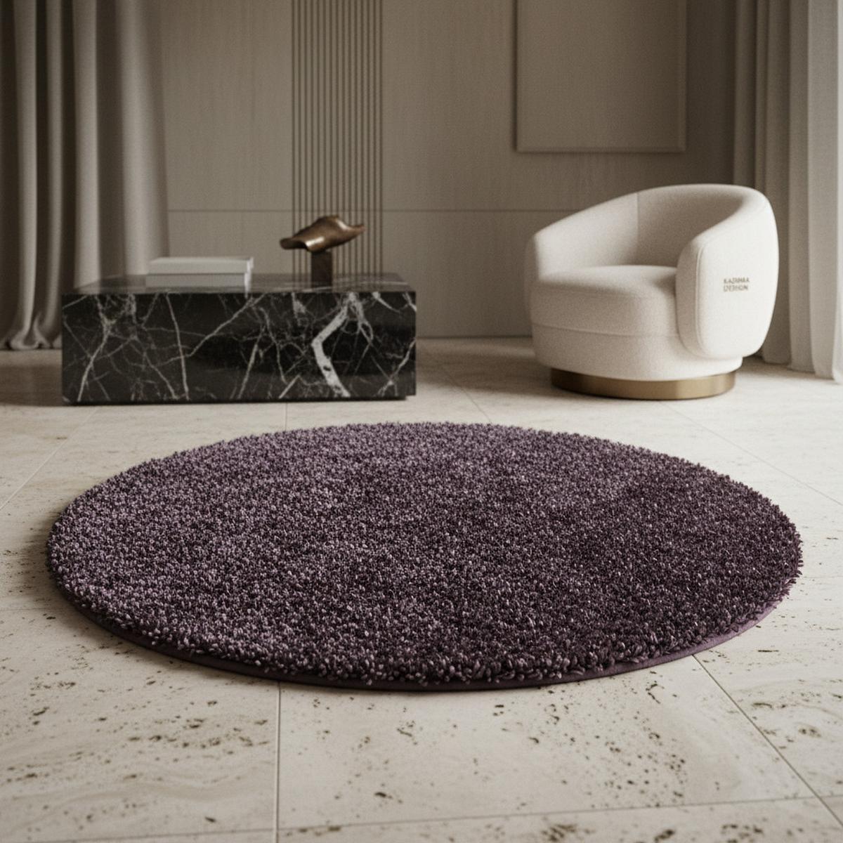 TEPPICH Hochflor SPREE in Violett, einfarbig, Ø 160 cm - Lila, Textil (160/160cm) - KADIMA DESIGN