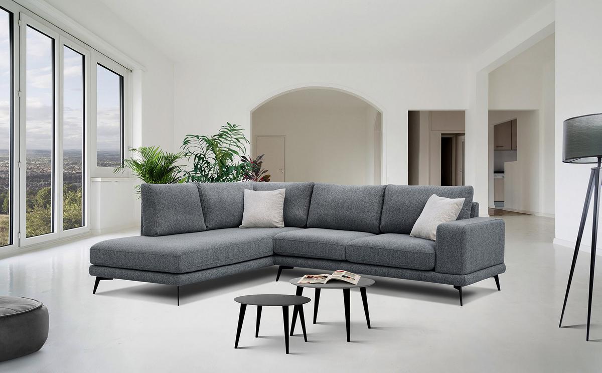 ECKSOFA MEDIOLANE 5-Sitzer, dunkelgrau - Dunkelgrau, Holzwerkstoff/Textil (219/282cm) - Wozimo