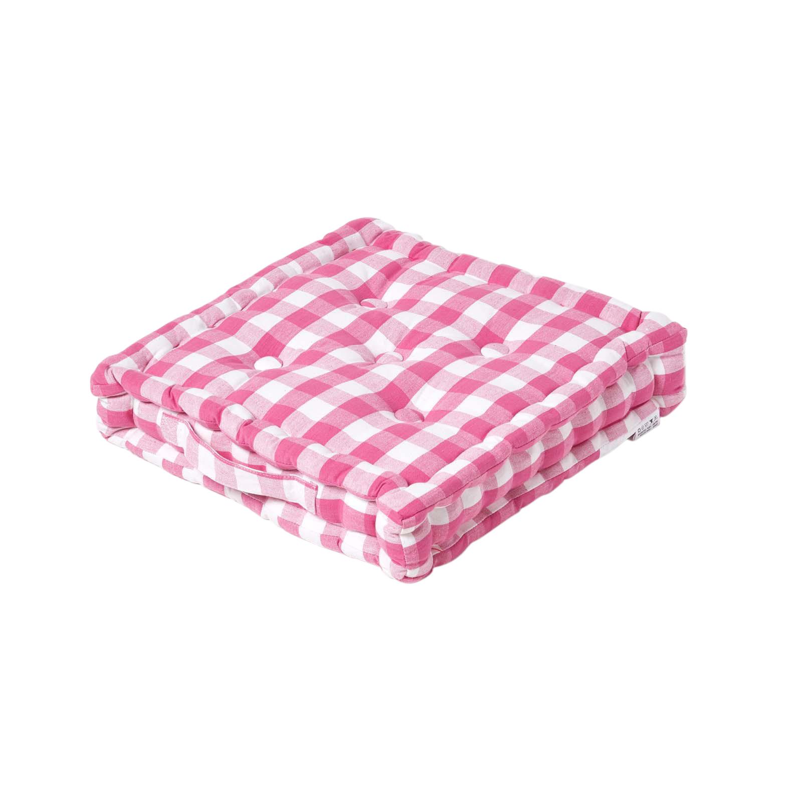 SITZKISSEN pink-weiß kariert 50/50/10 cm - Pink, Textil (50/50/10cm) - Homescapes