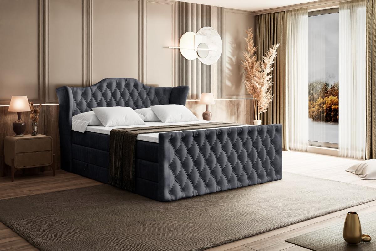 BOXSPRINGBETT VILA-Z KING - 140x200 - H3/H4 - Dunkelgrau - Dunkelgrau, Holzwerkstoff (140/200cm) - ALTDECOR