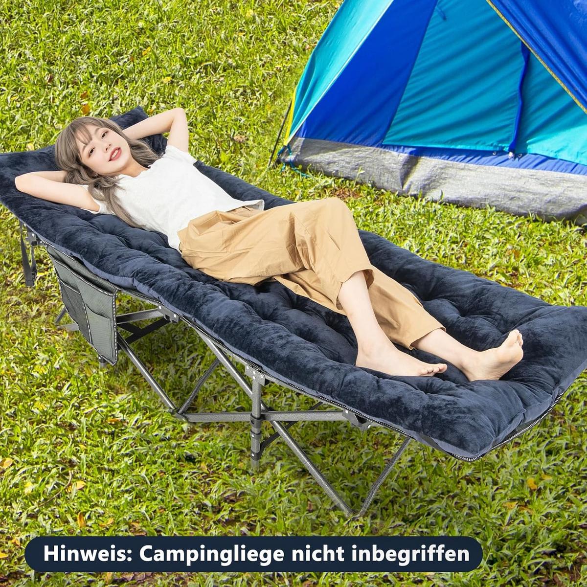 BAUMWOLLE Auflage Blau - Blau, Textil - COSTWAY