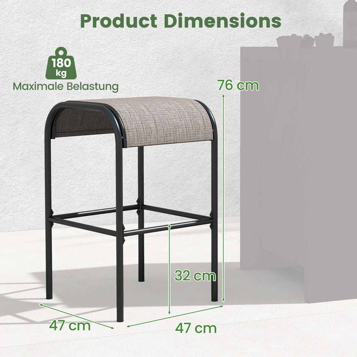 BARHOCKER Kaffee(2er-Set) - Braun, Metall (47/76/47cm) - COSTWAY