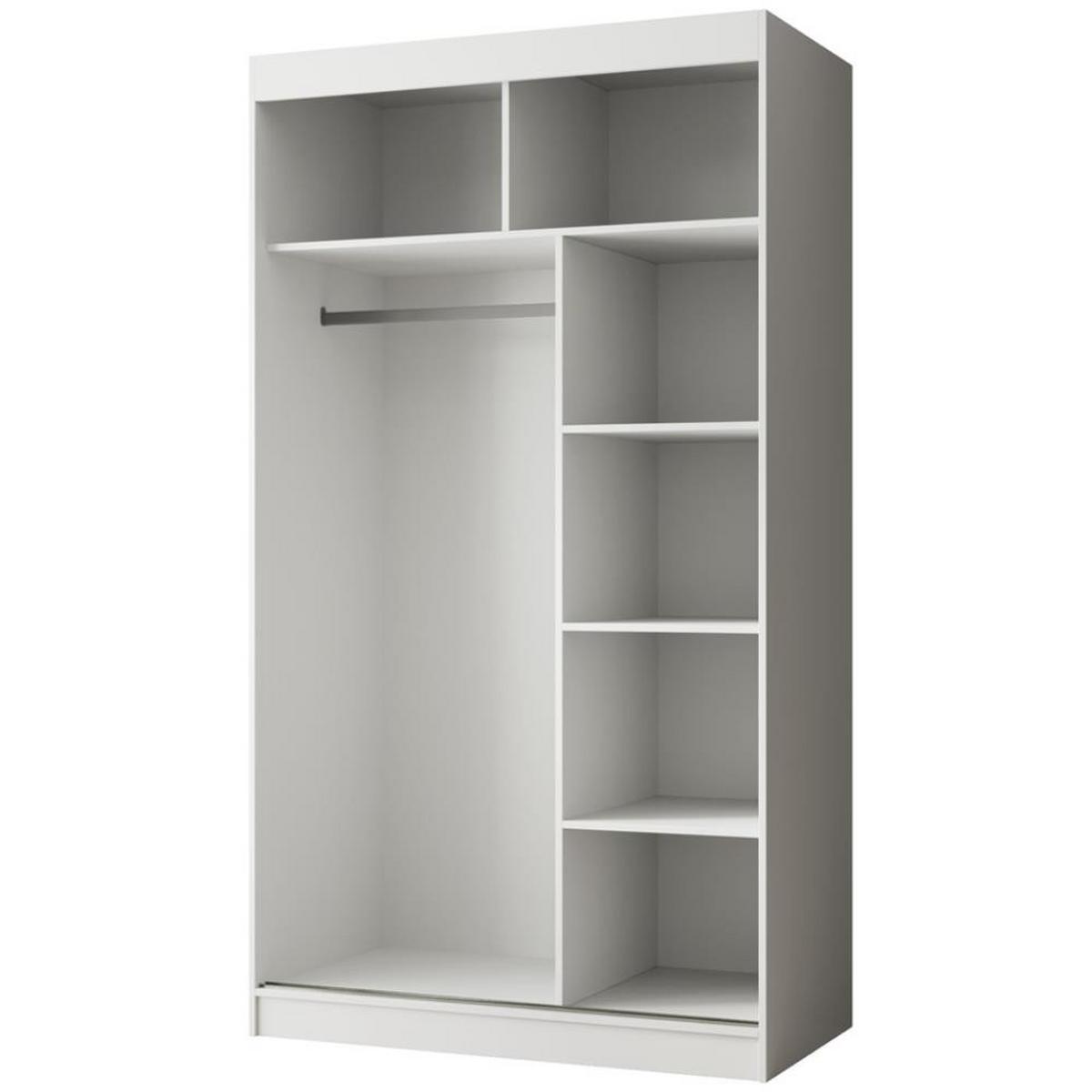 SCHWEBETÜRENSCHRANK Paco 120/215/61 2-türig weiß mit Spiegel - Weiß, Holzwerkstoff (120/215/61cm) - Beautysofa