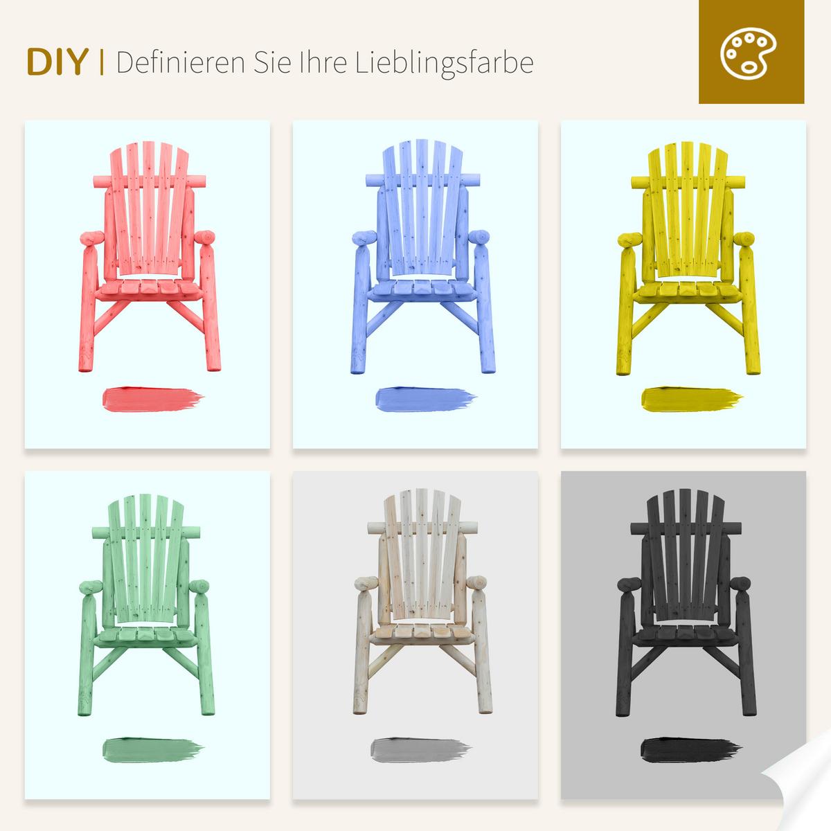ADIRONDACK Gartenstuhl, Holzstuhl, Hochlehner, mit Armlehne, Tannenholz, Natur - Fichtefarben, Holz (68/101/83cm) - Outsunny