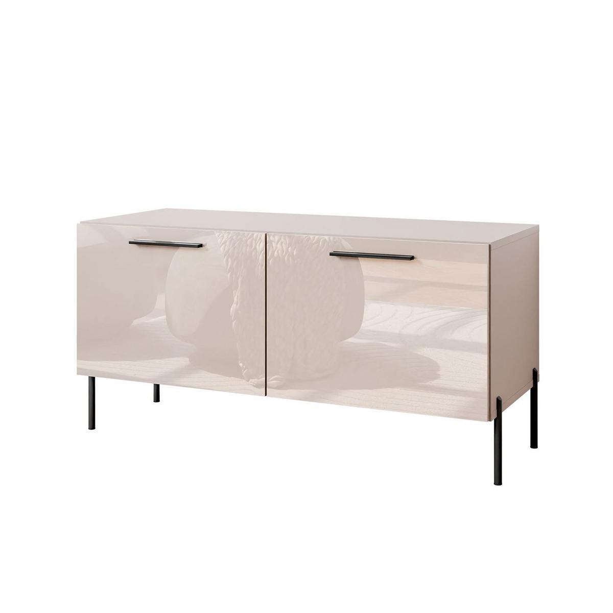 TV-ELEMENT AURA 100 KASCHMIR Hochglanz auf geraden schwarzen Beinen - Kaschmir/Schwarz, Holzwerkstoff (100/50/40cm) - Lookway