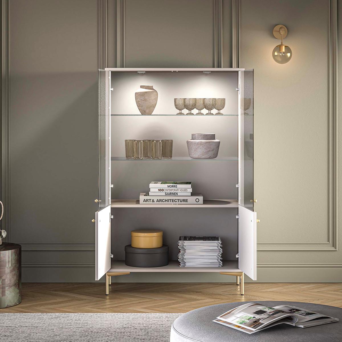 GESCHIRRSCHRANK Sélène Kaschmir - Beige, Holzwerkstoff (92/149/40cm) - Petits-meubles