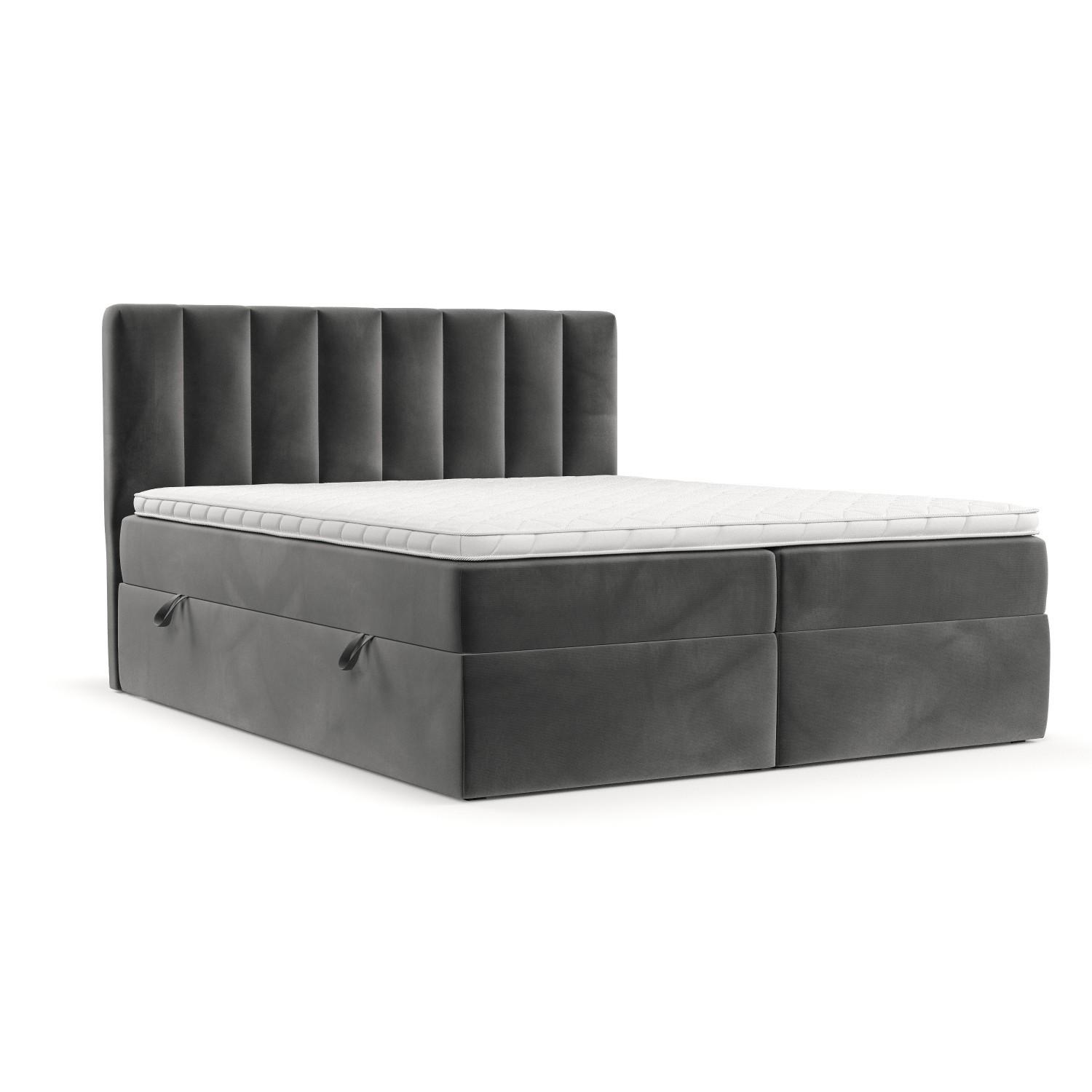 BOXBETT Bari 160/200 cm Grau im Kronos Stoff - Grau, Holz/Holzwerkstoff (160/200cm) - AltaBeds