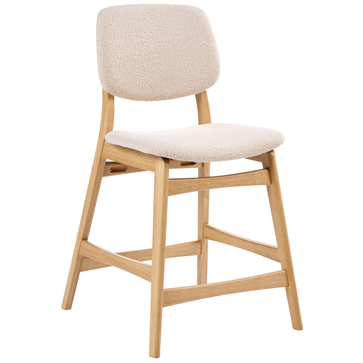 BARSTUHL 2er-Set Bouclé Hellbraun/Beige Elaine - Beige, Textil (53/98/62cm) - Beliani