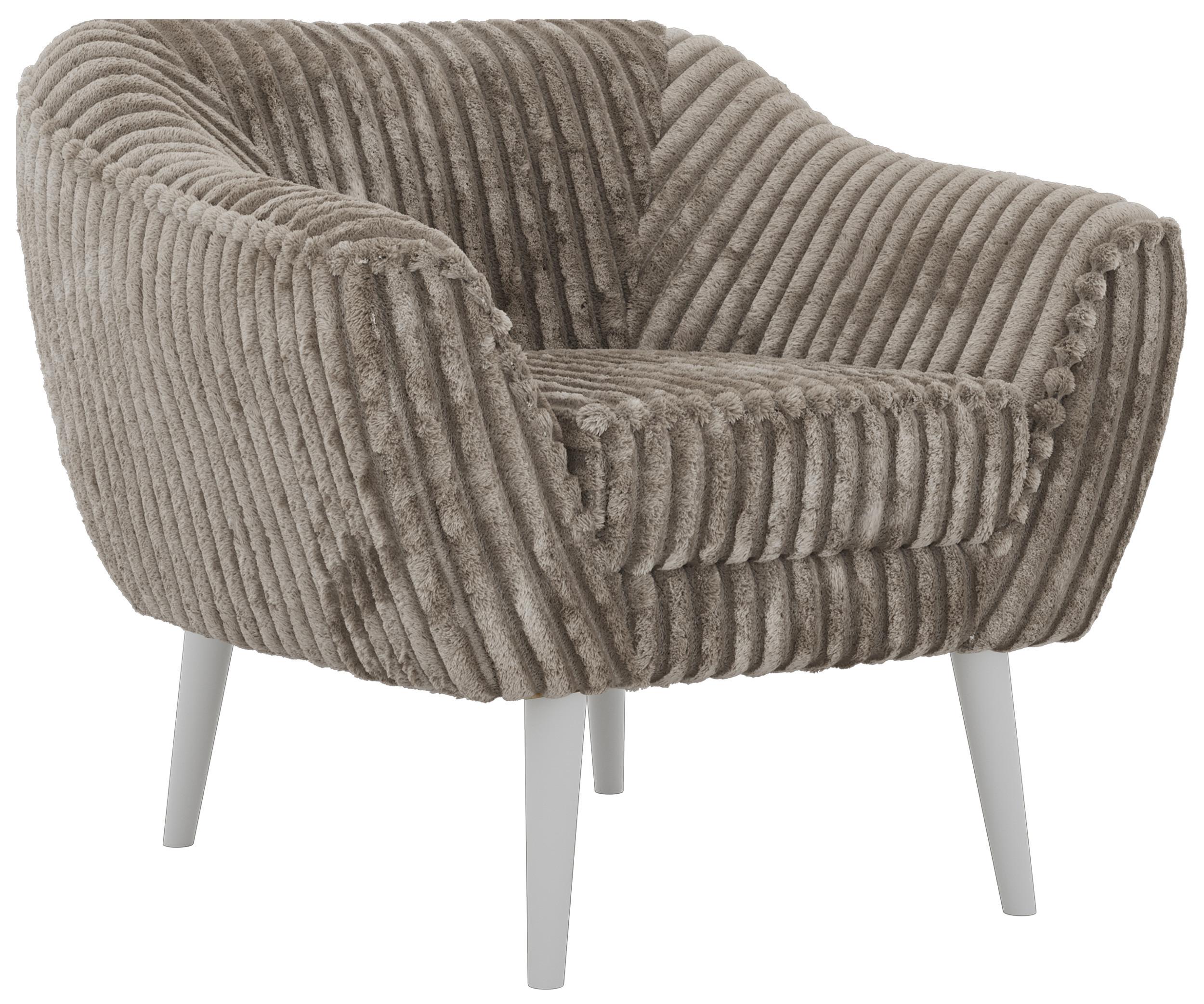 SESSEL PIRS - Hellbraun Cord - Weiße Beine - Hellbraun/Weiß, Holzwerkstoff/Textil (80/75/74cm) - MKS